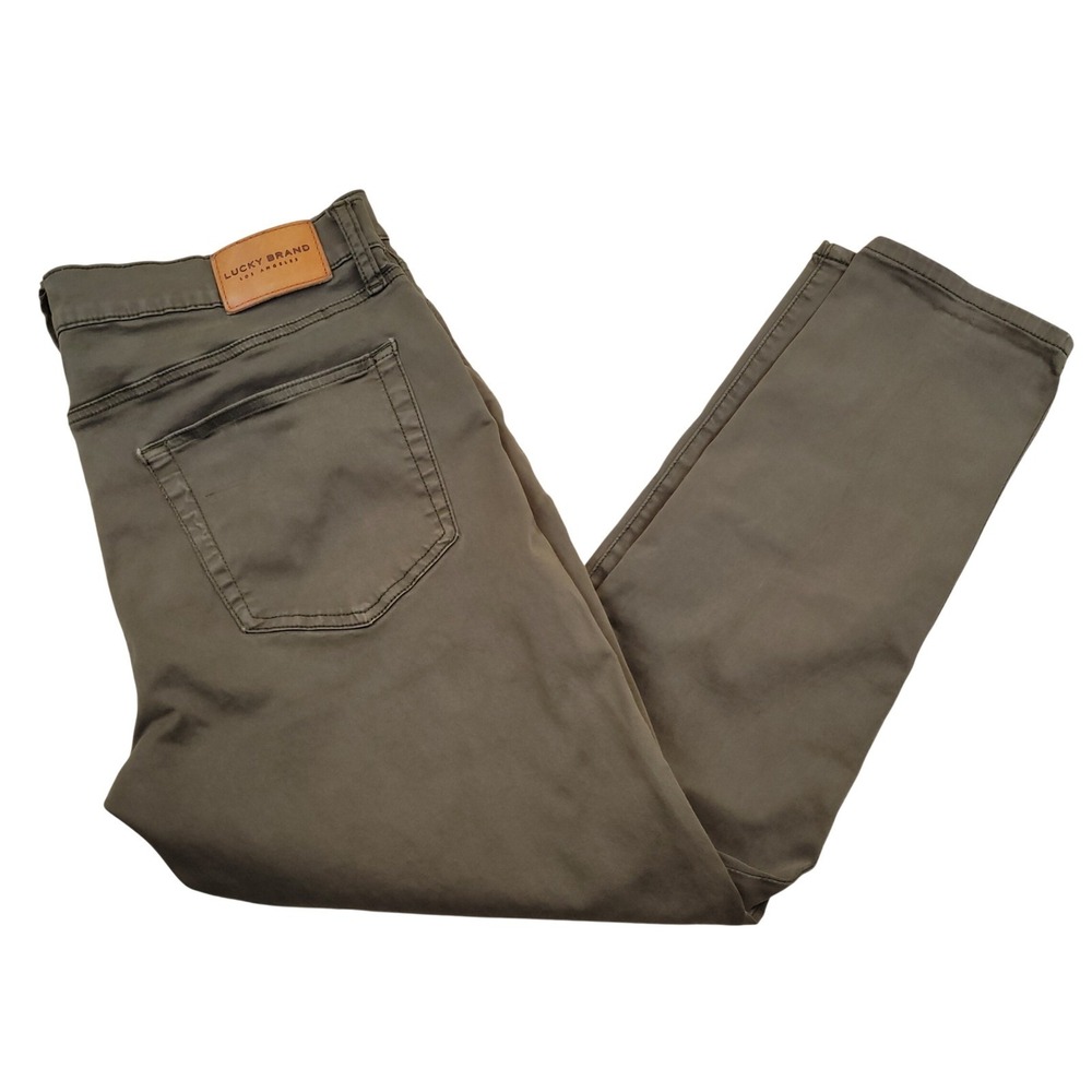 Lucky Brand 105 Slim Taper Brushed Jeans Men's 36x30 Olive Green Stretch Denim